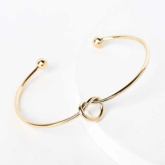 Lulu's Jewelry Infinity Knot Gold Bracelet Lulus Tie The Knot Bangle Bracelet Poshmark